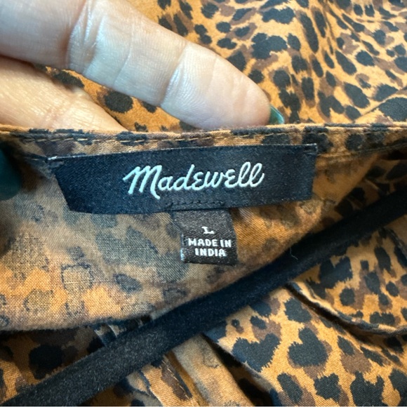#702 Madewell flutter sleeve animal print wrap dress size large - Picture 11 of 13